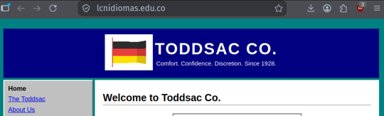 lcnidiomas.edu.co showing the Toddsac Co. home page